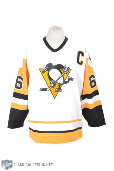 Mario Lemieuxs 1990-91 Pittsburgh Penguins Game-Issued Captains Jersey with ASG Patch