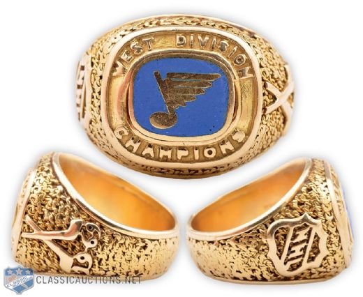 Bill McCrearys 1968-69 St. Louis Blues West Division Champions 18K Gold Ring
