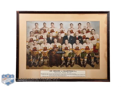Hector "Toe” Blakes 1950-51 Valleyfield Braves Alexander Cup Championship Trophy and Framed Team Photo (28” x 37 1/4")