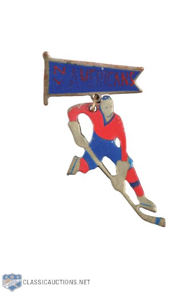 Vintage Circa 1930s New York Americans Hockey Player Pin 