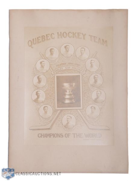 Quebec Bulldogs 1912-13 Stanley Cup Champions Team Photo (16" x 22")