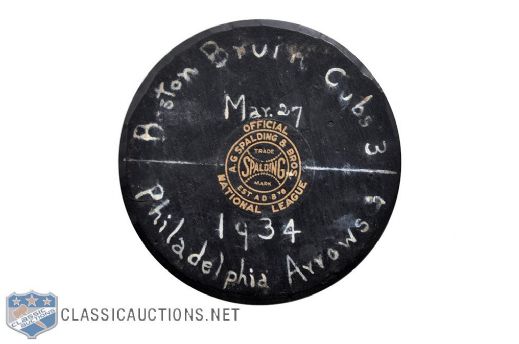 Circa 1904 and 1934 Spalding Hockey Pucks and 1904-05 Harvard Hockey Team Picture
