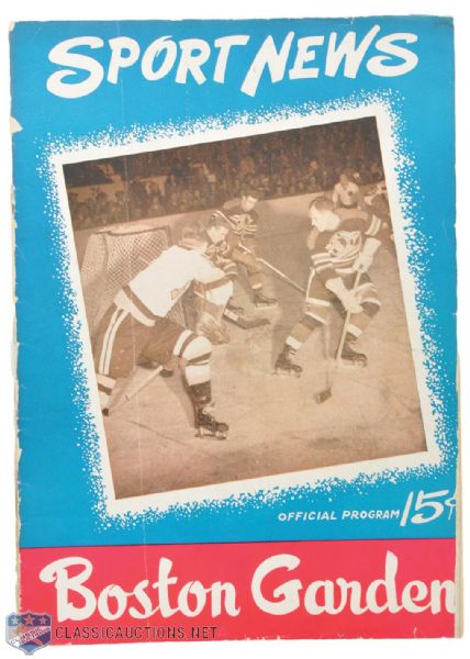 1946 Stanley Cup Finals Program - Boston Bruins vs Montreal Canadiens