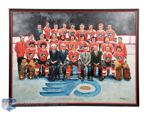 Philadelphia Flyers 1974 Stanley Cup Champions Vintage Team-Signed Water Color Painting (31 1/4" x 41 1/2")