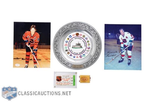 1980 NHL All-Star Game Memorabilia Collection of 5 with Gretzky and Howe Single Signed Photos
