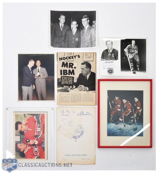 Autograph Collection of 5 Pieces with Howe/Abel/Lindsay, Rocket Richard/Lach and More 