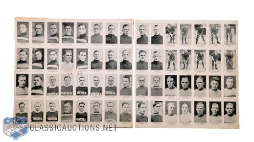 Rare 1924-25 William Paterson V145-2 Hockey Complete 60-Card Set Uncut Sheet with Clancy, Vezina, Morenz and Joliat!