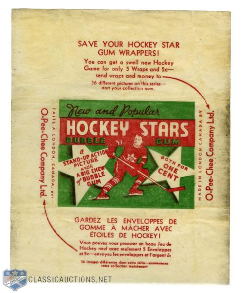 1936-37 O-Pee-Chee Series "D" Hockey Card Wrapper
