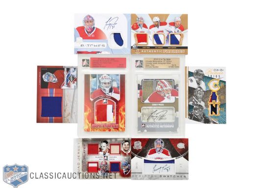 Carey Price Collection of 8 Insert Cards with Autograph, Jersey & Patch Cards