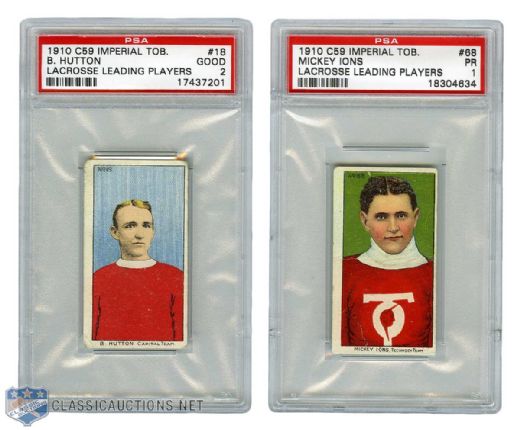 1910-11 Imperial Tobacco C59 #68 Ions and #18 Hutton PSA-Graded Cards