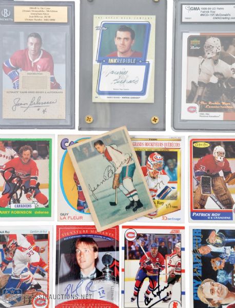 Montreal Canadiens Hockey Card Collection of 150+ with Beliveau, Lafleur and Roy RCs 
