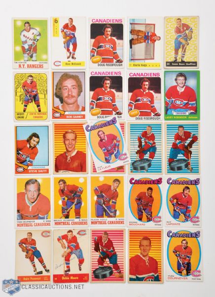 Montreal Canadiens 1950s-1990s Hockey Card Collection of 62 with Many RCs - Lafleur, Robinson, Gainey +++