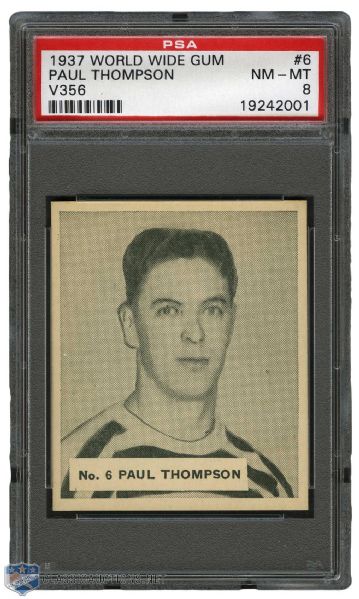 1937-38 World Wide Gum V356 Hockey Card #6 Paul Thompson - Graded PSA 8 - Highest Graded! 