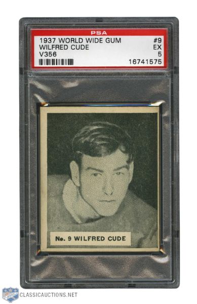 1937-38 World Wide Gum V356 Hockey Card #9 Wilfred "Wilf" Cude - Graded PSA 5