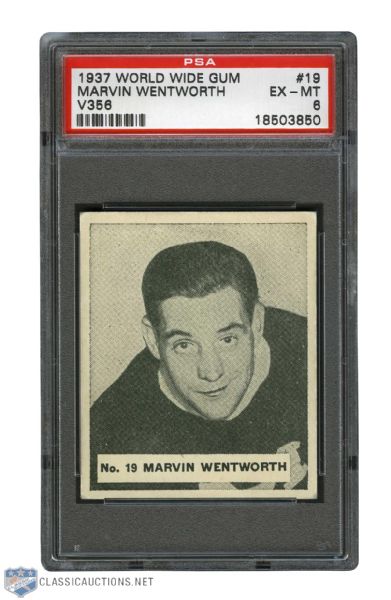 1937-38 World Wide Gum V356 Hockey Card #19 Marvin "Cy" Wentworth - Graded PSA 6