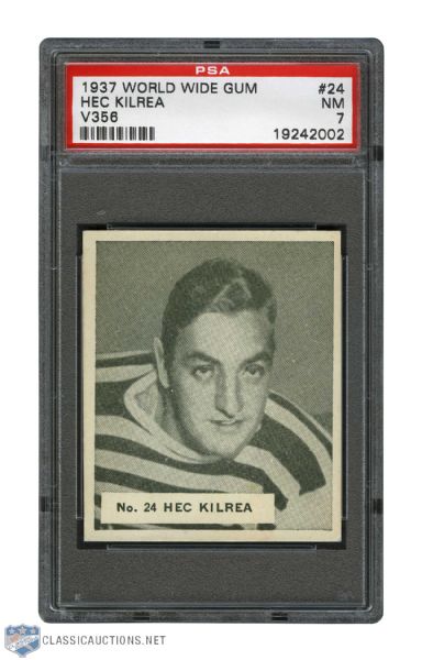 1937-38 World Wide Gum V356 Hockey Card #24 Hec "Hurricane" Kilrea - Graded PSA 7