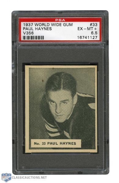 1937-38 World Wide Gum V356 Hockey Card #33 Paul Haynes - Graded PSA 6.5