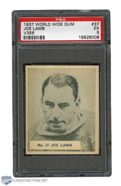 1937-38 World Wide Gum V356 Hockey Card #37 Joseph "Joe" Lamb - Graded PSA 5