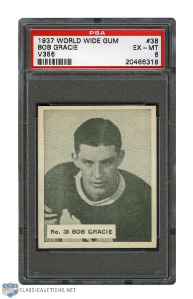1937-38 World Wide Gum V356 Hockey Card #38 Robert "Bob" Gracie - Graded PSA 6