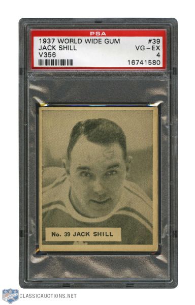 1937-38 World Wide Gum V356 Hockey Card #39 Jack Shill - Graded PSA 4