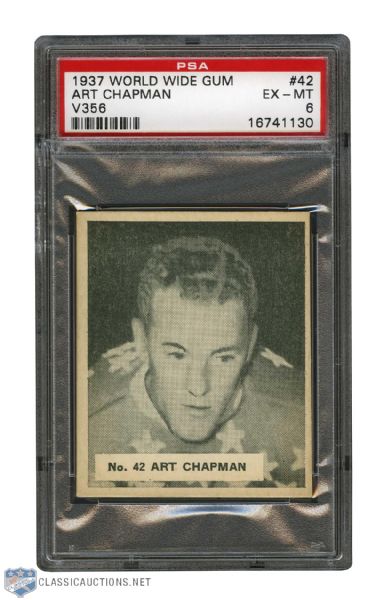 1937-38 World Wide Gum V356 Hockey Card #42 John "Art" Chapman - Graded PSA 6