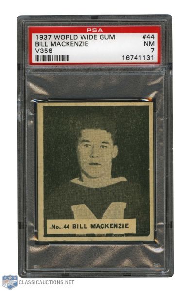 1937-38 World Wide Gum V356 Hockey Card #44 William "Bill" Mackenzie - Graded PSA 7