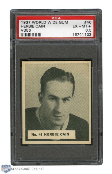 1937-38 World Wide Gum V356 Hockey Card #46 Herbert "Herb" Cain - Graded PSA 6.5