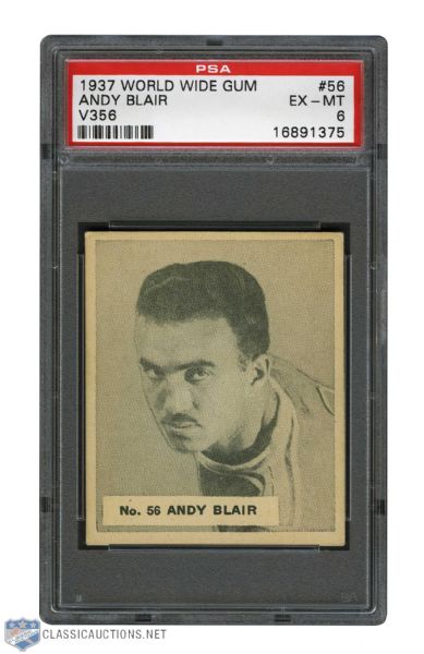 1937-38 World Wide Gum V356 Hockey Card #56 Andrew "Andy" Blair - Graded PSA 6