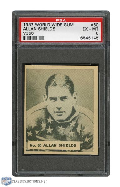 1937-38 World Wide Gum V356 Hockey Card #60 Allan Shields - Graded PSA 6