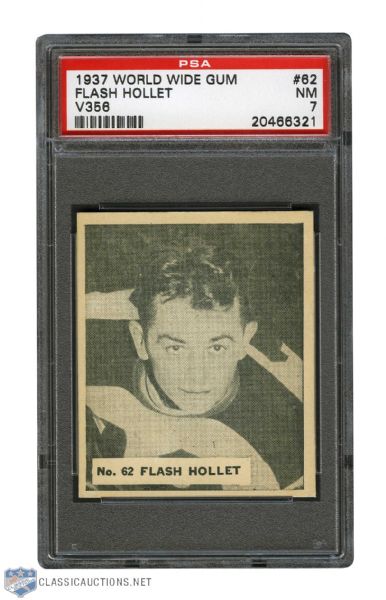 1937-38 World Wide Gum V356 Hockey Card #62 William "Flash" Hollett - Graded PSA 7 - Highest Graded!