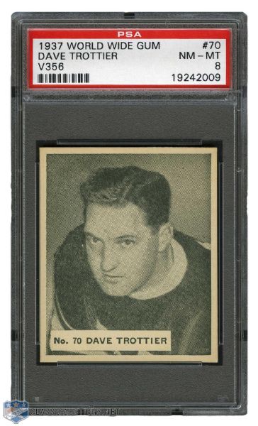 1937-38 World Wide Gum V356 Hockey Card #70 Dave Trottier - Graded PSA 8 - Highest Graded!