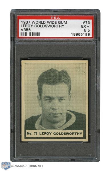 1937-38 World Wide Gum V356 Hockey Card #73 Leroy "Goldy" Goldsworthy - Graded PSA 5.5 - Highest Graded!