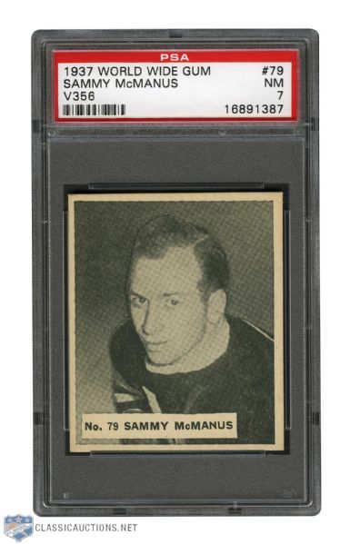1937-38 World Wide Gum V356 Hockey Card #79 Sammy McManus - Graded PSA 7