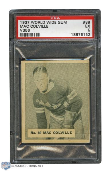1937-38 World Wide Gum V356 Hockey Card #89 Matthew "Mac" Colville - Graded PSA 5 - Highest Graded!