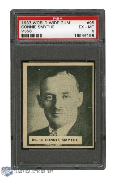 1937-38 World Wide Gum V356 Hockey Card #95 HOF Conn Smythe - Graded PSA 6