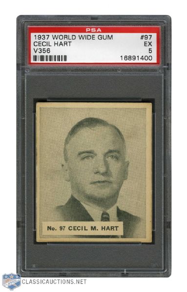 1937-38 World Wide Gum V356 Hockey Card #97 Cecil Hart - Graded PSA 5