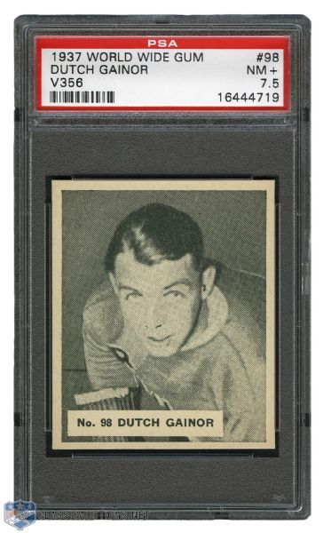 1937-38 World Wide Gum V356 Hockey Card #98 Norman "Dutch" Gainor - Graded PSA 7.5 - Highest Graded! 