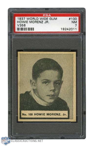 1937-38 World Wide Gum V356 Hockey Card #100 Howie Morenz Jr. - Graded PSA 7