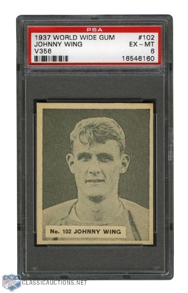 1937-38 World Wide Gum V356 Hockey Card #102 Johnny Wing RC - Graded PSA 6 