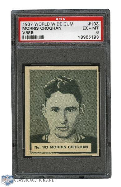 1937-38 World Wide Gum V356 Hockey Card #103 Morris Croghan - Graded PSA 6
