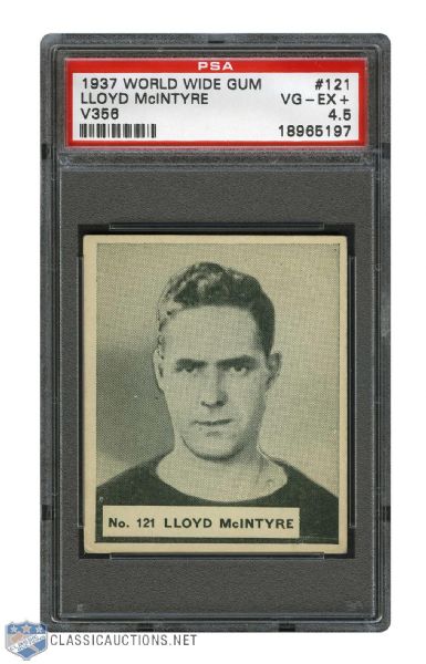 1937-38 World Wide Gum V356 Hockey Card #121 Lloyd McIntyre RC - Graded PSA 4.5