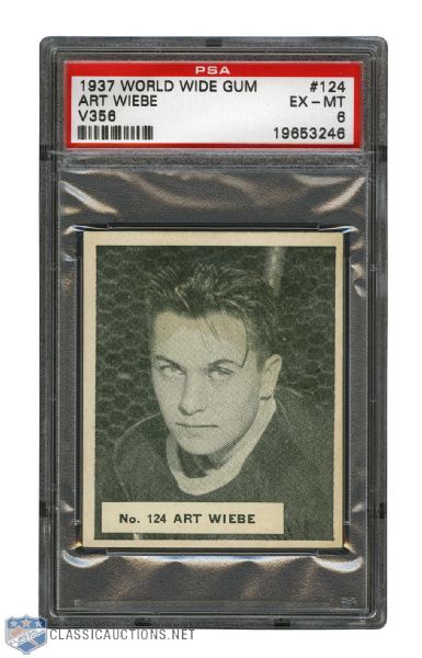 1937-38 World Wide Gum V356 Hockey Card #124 Art Wiebe - Graded PSA 6