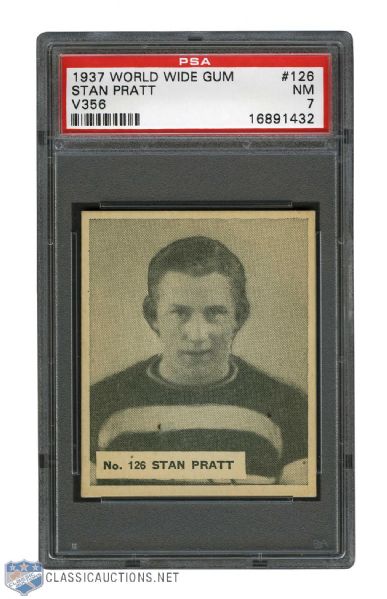 1937-38 World Wide Gum V356 Hockey Card #126 Stan Pratt RC - Graded PSA 7 - Highest Graded! 