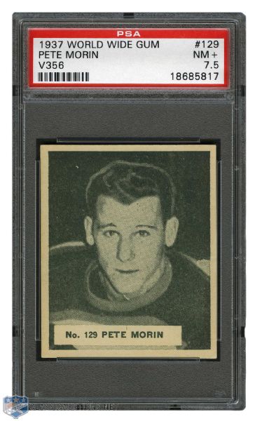1937-38 World Wide Gum V356 Hockey Card #129 Pete Morin RC - Graded PSA 7.5 - Highest Graded!