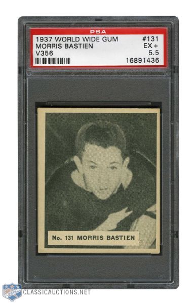 1937-38 World Wide Gum V356 Hockey Card #131 Morris Bastien RC - Graded PSA 5.5