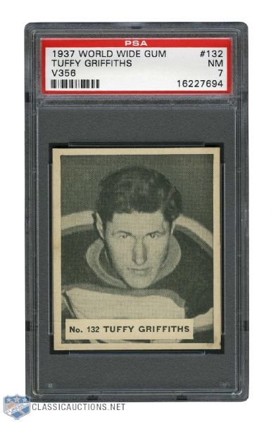 1937-38 World Wide Gum V356 Hockey Card #132 Tuffy Griffiths RC - Graded PSA 7 - Highest Graded!