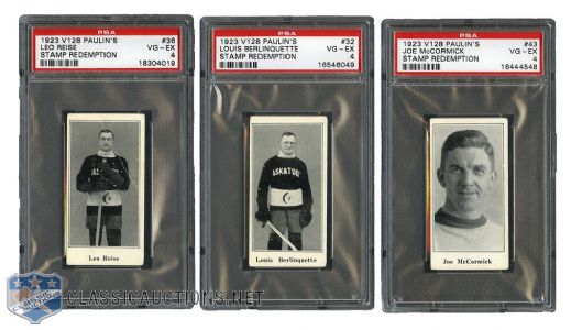 1923-24 Paulins Candy V128 Hockey Card Collection of 6 - All Graded PSA 4 