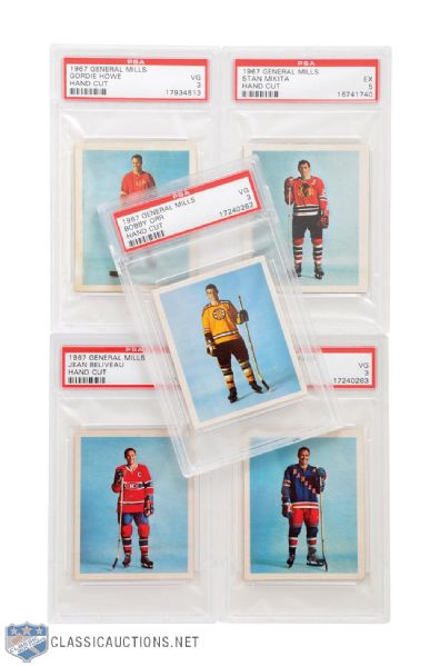 1967-68 General Mills Hockey Star Pictures Complete 5-Card Set - Current Finest and All-Time Finest PSA Set!
