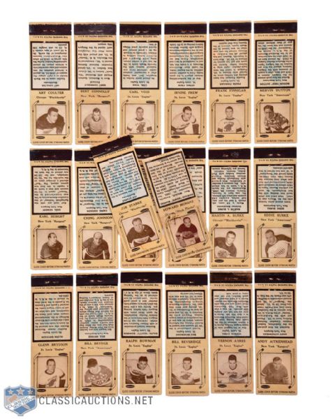 1936-39 Diamond Match Tan Hockey Player Matchcover Collection of 106