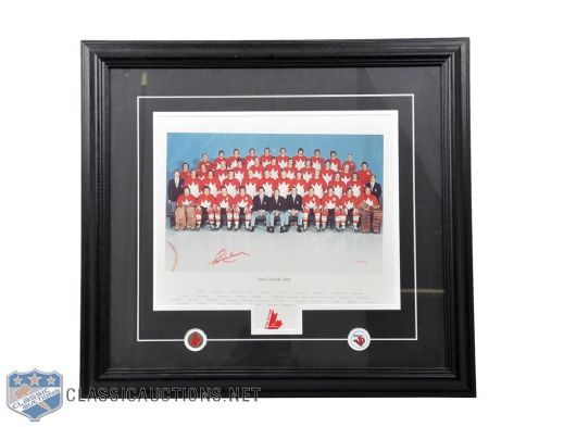 1972 Canada-Russia Series Sterling Silver Coin in Case and Henderson Signed Framed Team Photo 